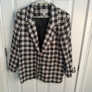 Focus 2000 by Charles Gluek Silk Blazer Jacket Womans Size 10 Timeless Plaid